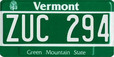 VT license plate ZUC294