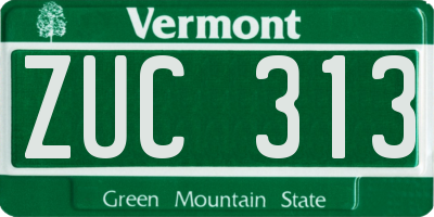 VT license plate ZUC313