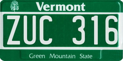 VT license plate ZUC316