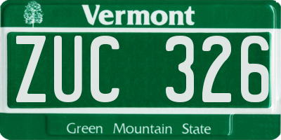 VT license plate ZUC326