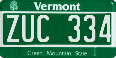 VT license plate ZUC334