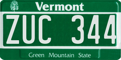 VT license plate ZUC344