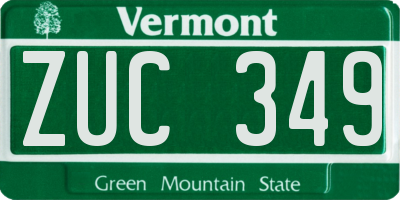 VT license plate ZUC349