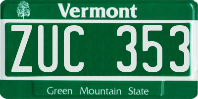 VT license plate ZUC353