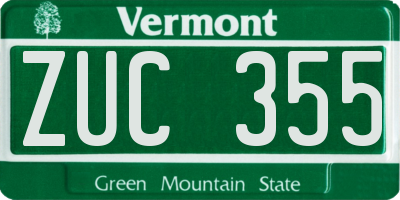 VT license plate ZUC355