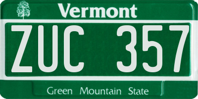 VT license plate ZUC357