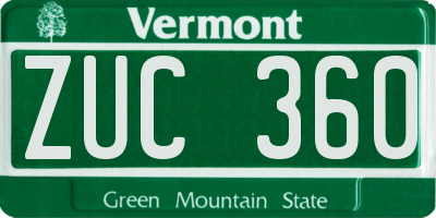 VT license plate ZUC360
