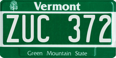 VT license plate ZUC372