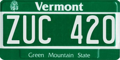 VT license plate ZUC420