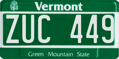VT license plate ZUC449