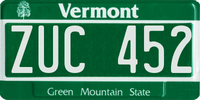 VT license plate ZUC452