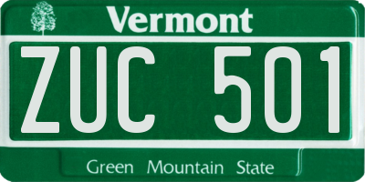 VT license plate ZUC501