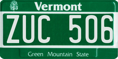 VT license plate ZUC506