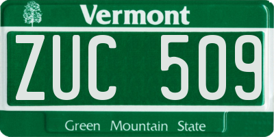 VT license plate ZUC509