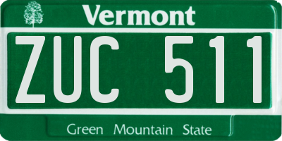 VT license plate ZUC511