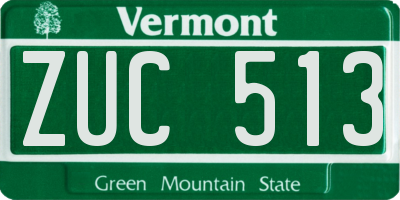 VT license plate ZUC513
