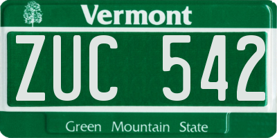 VT license plate ZUC542