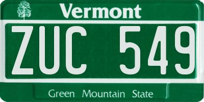 VT license plate ZUC549