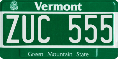 VT license plate ZUC555