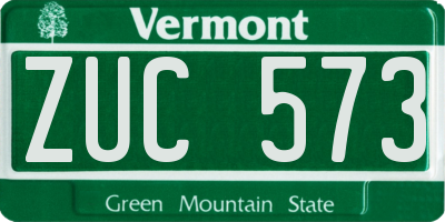 VT license plate ZUC573