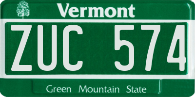 VT license plate ZUC574