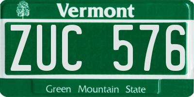 VT license plate ZUC576