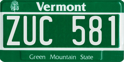 VT license plate ZUC581