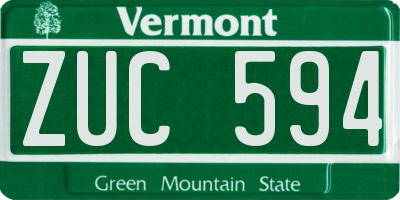 VT license plate ZUC594