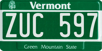 VT license plate ZUC597