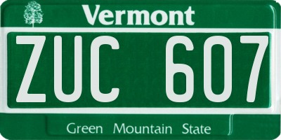 VT license plate ZUC607