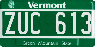 VT license plate ZUC613