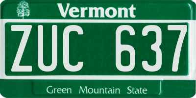VT license plate ZUC637