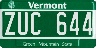 VT license plate ZUC644