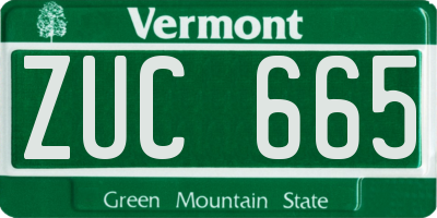VT license plate ZUC665