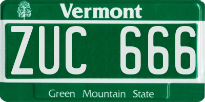 VT license plate ZUC666
