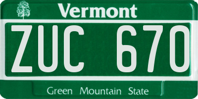 VT license plate ZUC670