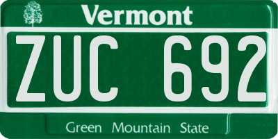VT license plate ZUC692