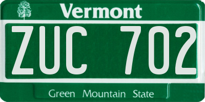 VT license plate ZUC702
