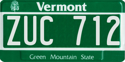 VT license plate ZUC712