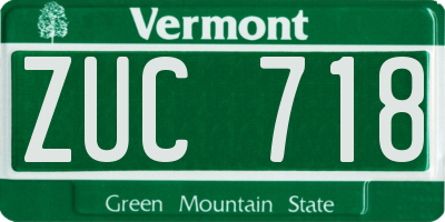 VT license plate ZUC718