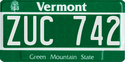 VT license plate ZUC742