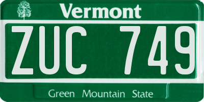 VT license plate ZUC749