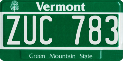 VT license plate ZUC783