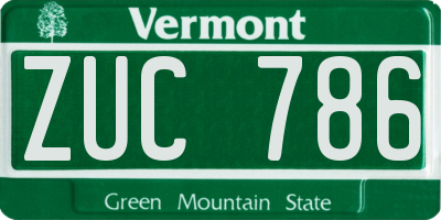 VT license plate ZUC786