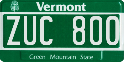 VT license plate ZUC800