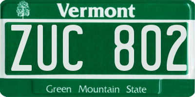 VT license plate ZUC802
