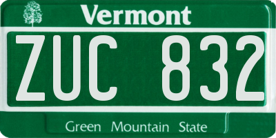 VT license plate ZUC832