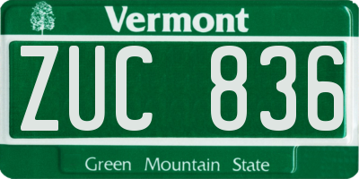 VT license plate ZUC836
