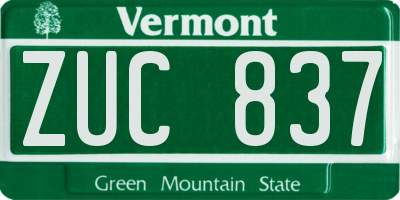 VT license plate ZUC837