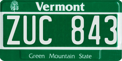 VT license plate ZUC843